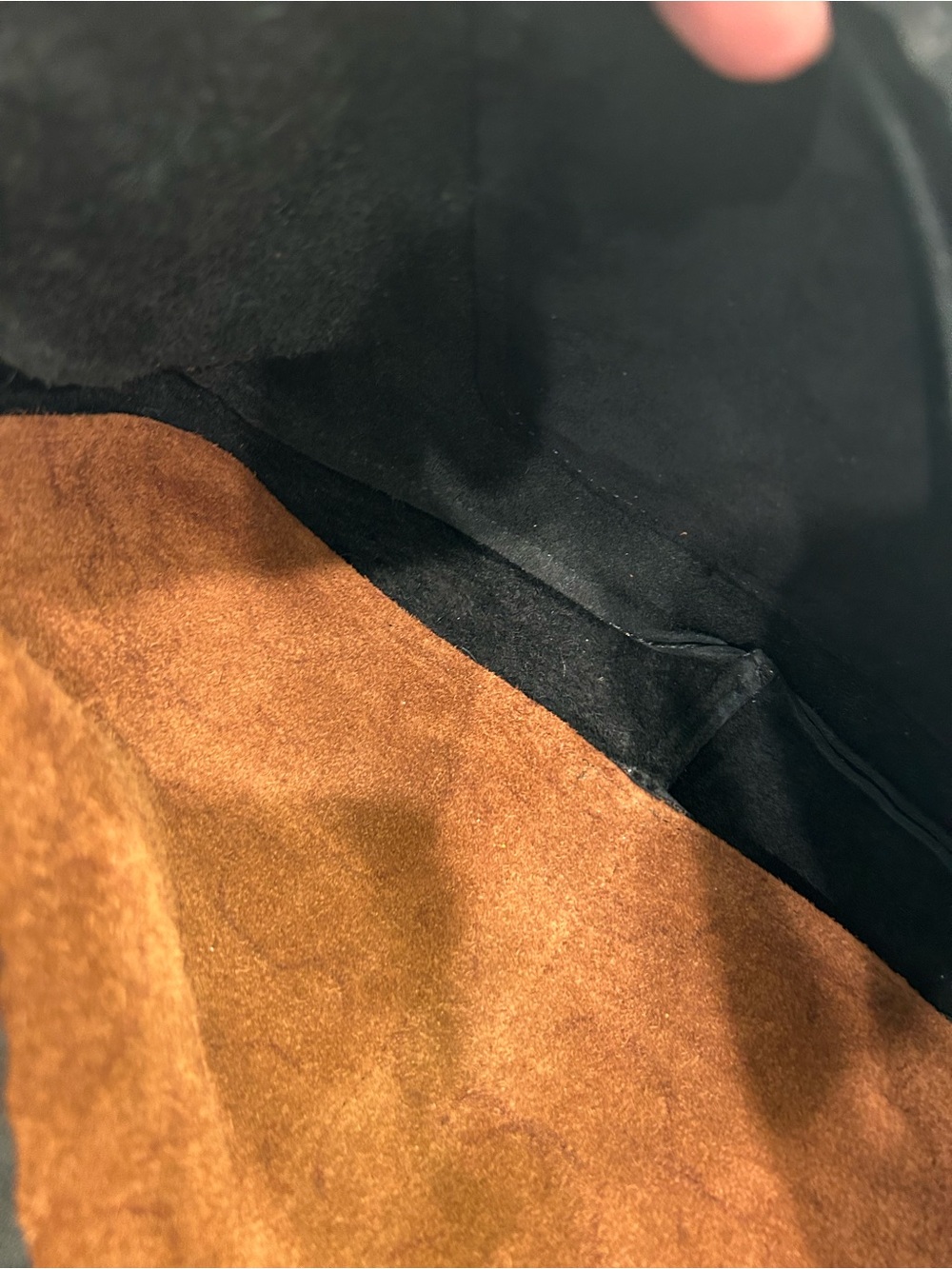 Two-Tone Handmade Leather Shoulder Bag with Copper Dragonfly Detail - Picture 14 of 16